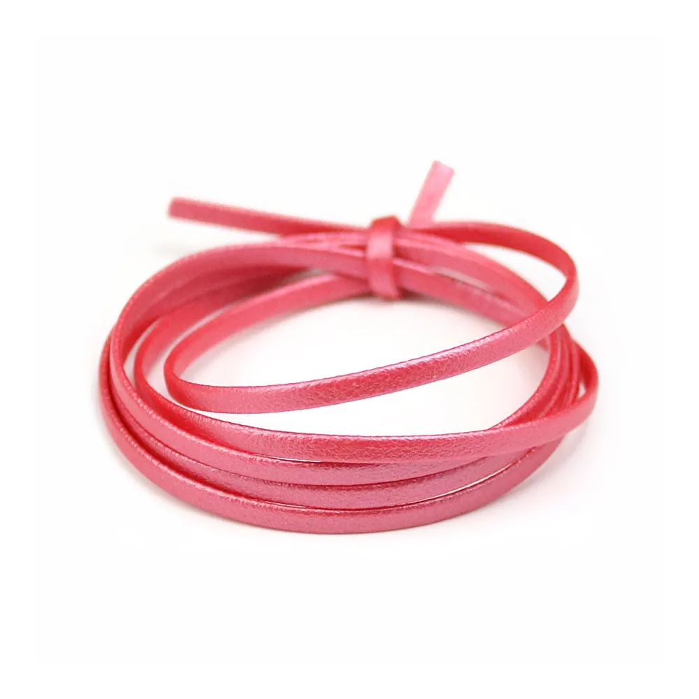 Cuir synthétique, de forme plate, de couleur rose foncé, 3mm x 90cm