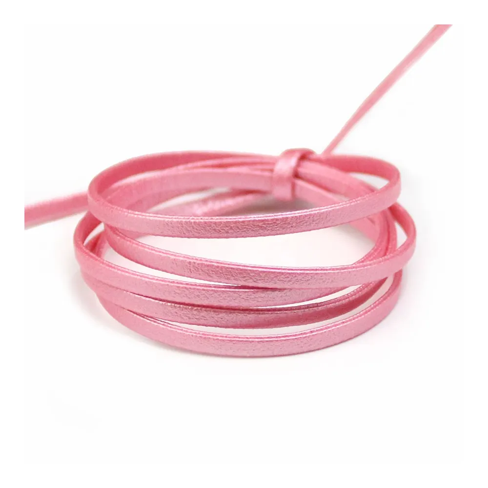 Cuir synthétique, de forme plate, de couleur rose claire, 3mm x 90cm