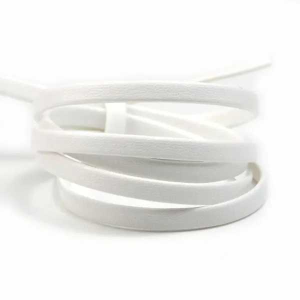 Cuir synthétique, de forme plate, de couleur blanche, 5mm x 90cm