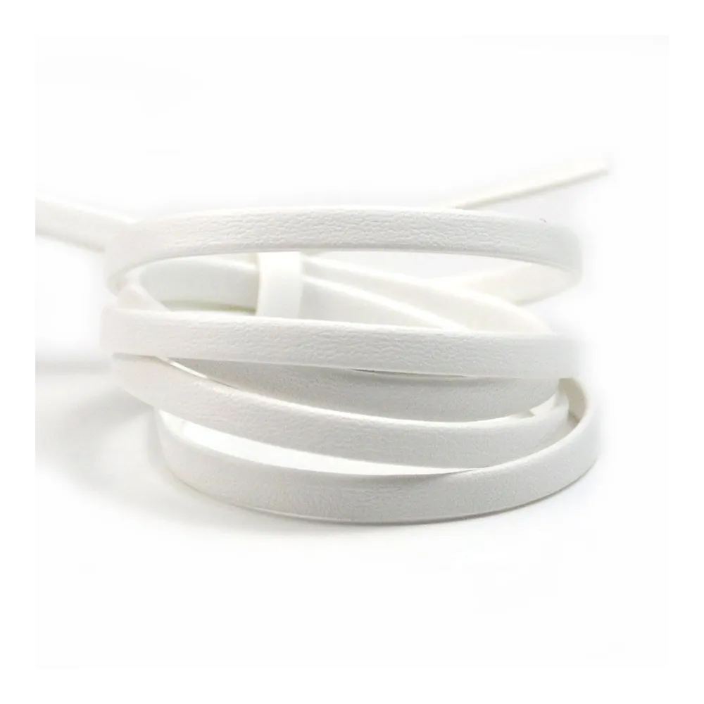 Cuir synthétique, de forme plate, de couleur blanche, 5mm x 90cm