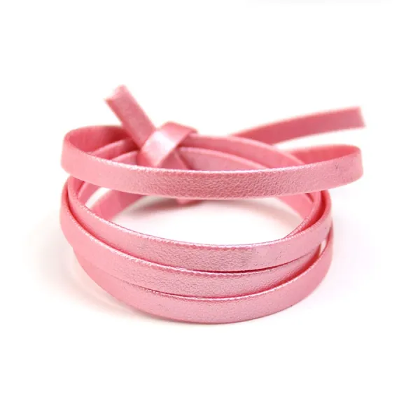 Synthetic leather, in flat shape, in light pink color, 5mm x 90cm