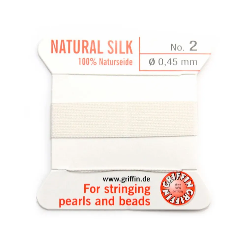 Silk bead cord 0.45mm white x 2m