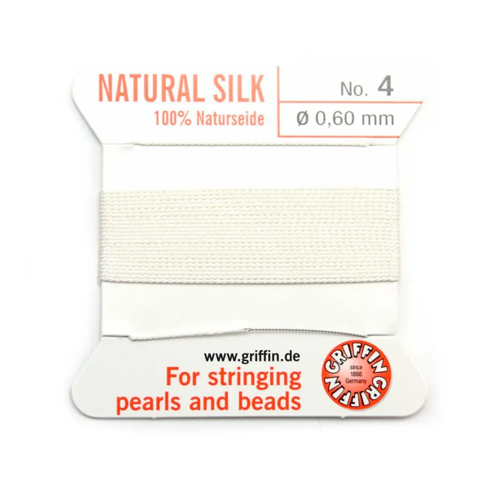 Silk bead cord 0.6mm white x 2m