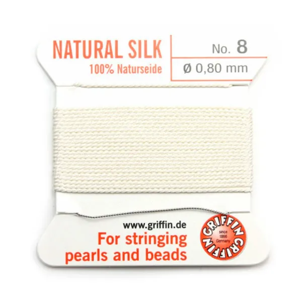 Fil du soie 0.8mm blanc x 2m