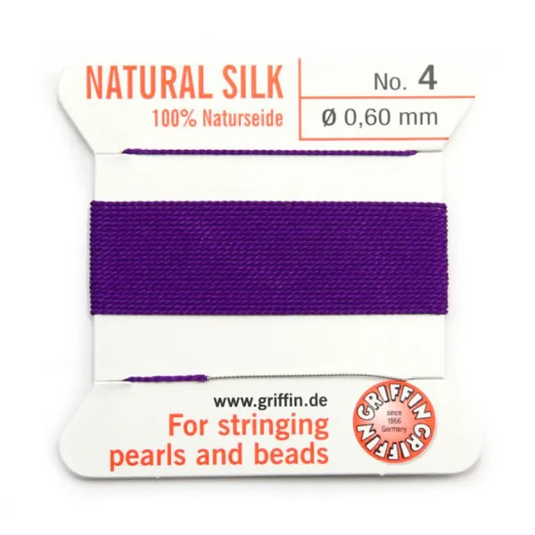 Silk bead cord 0.6mm amethyste x 2m