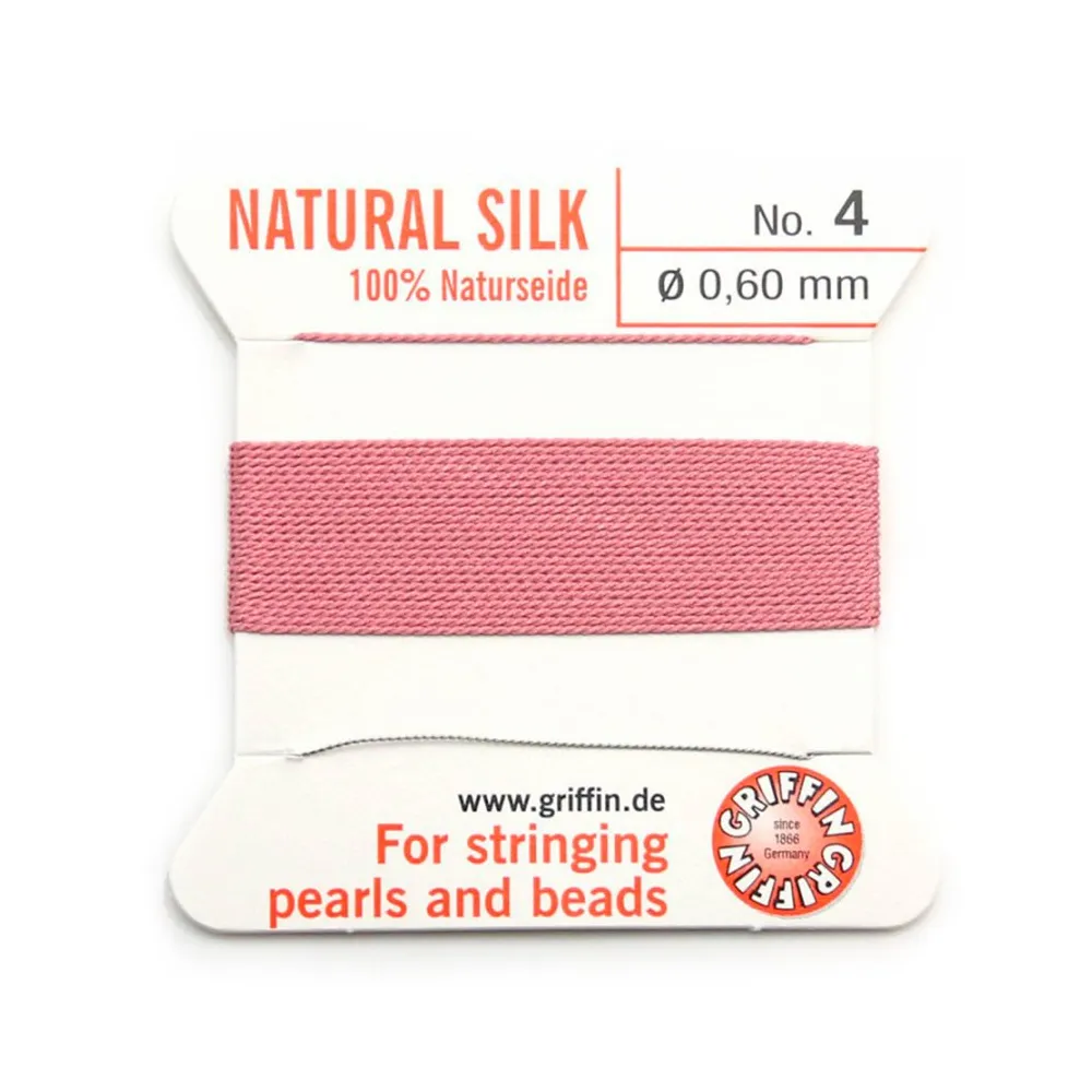 Silk bead cord 0.6mm dark pink x 2m