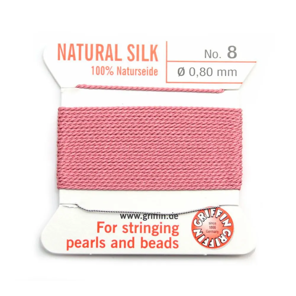 Silk bead cord 0.8mm dark pink x 2m
