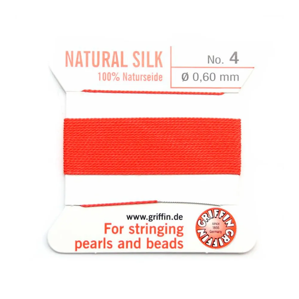 Fil de soie 0.6mm corail x 2m