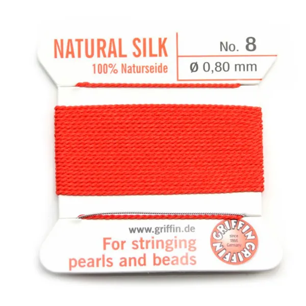 Fil du soie 0.8mm corail x 2m