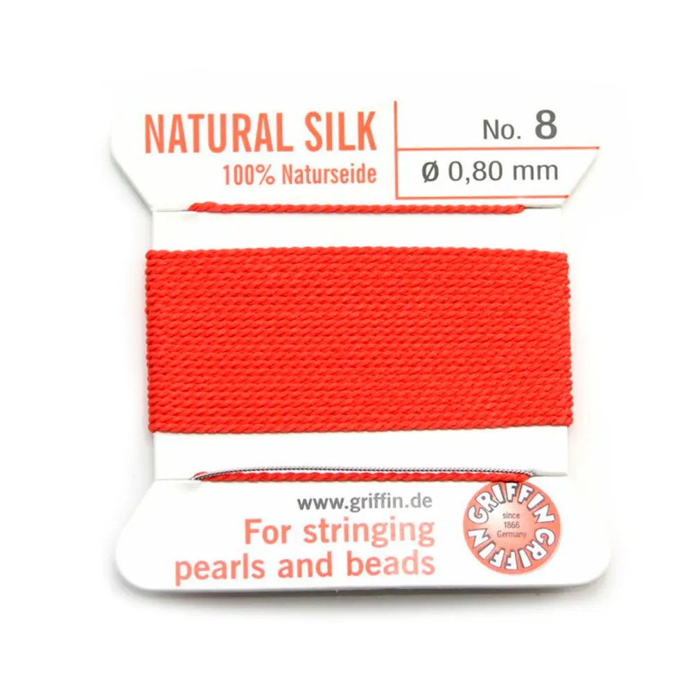 Silk bead cord 0.8mm coral x 2m