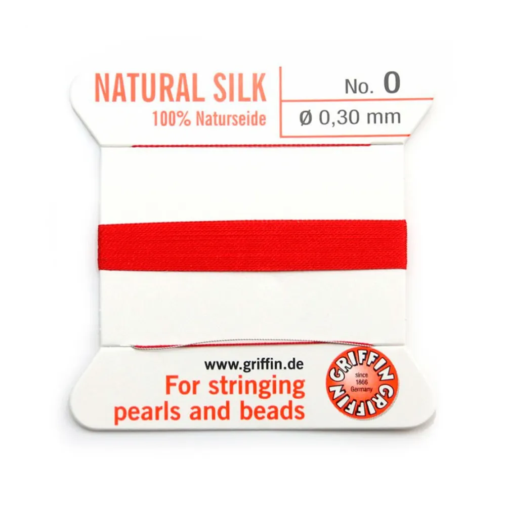 Silk bead cord 0.3mm red x 2m