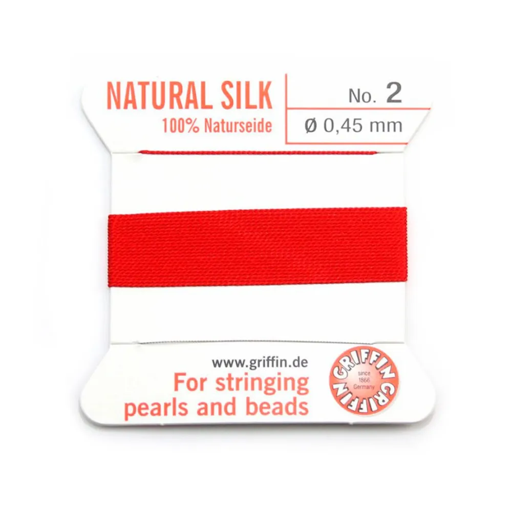Silk bead cord 0.45mm red x 2m
