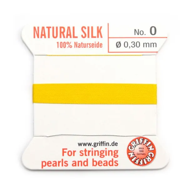 Silk bead cord 0.3mm yellow x 2m