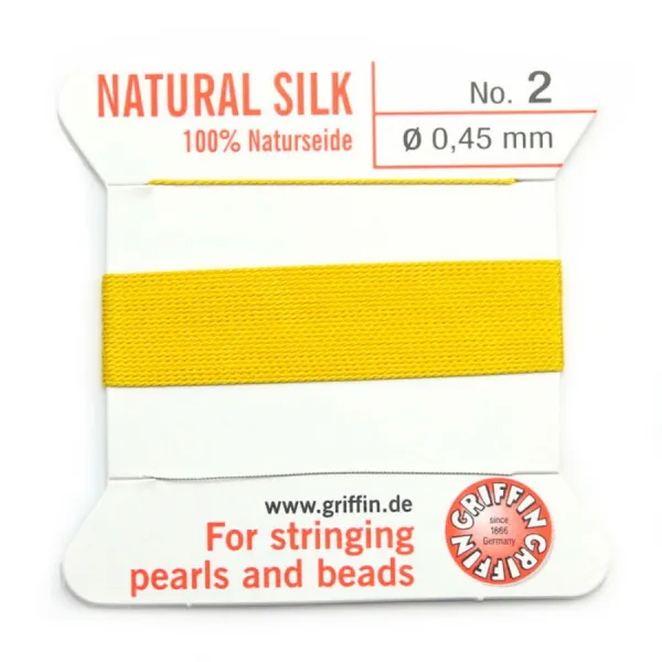 Silk bead cord 0.45mm yellow x 2m