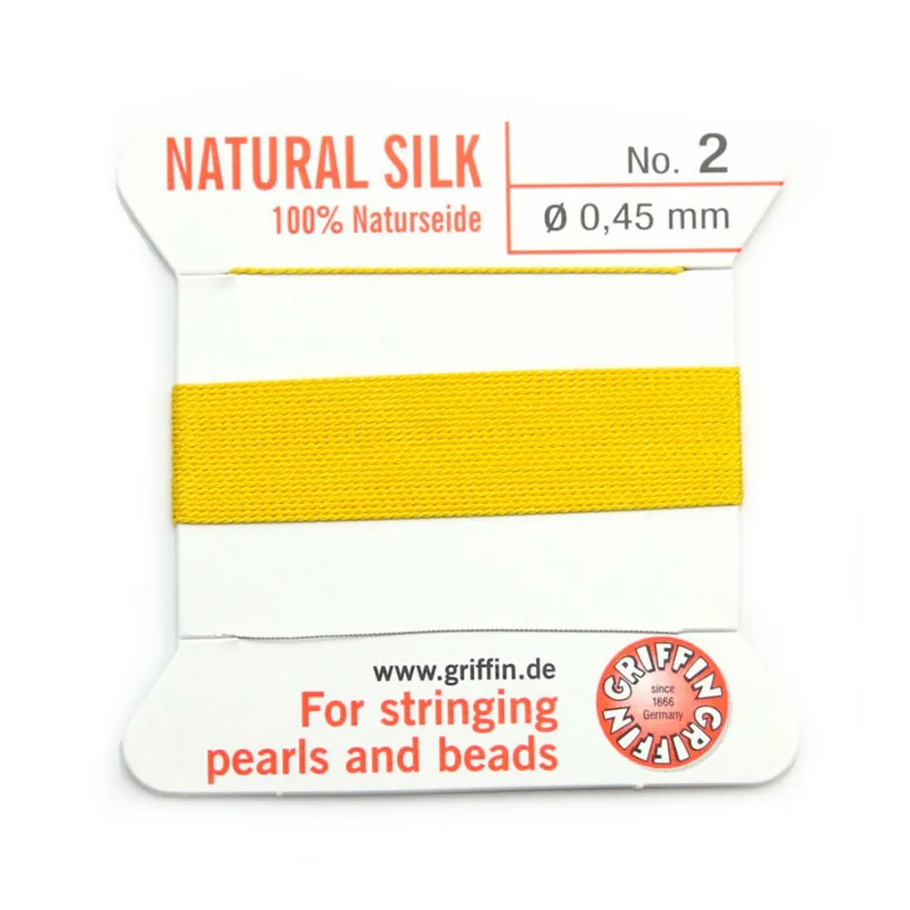 Silk bead cord 0.45mm yellow x 2m