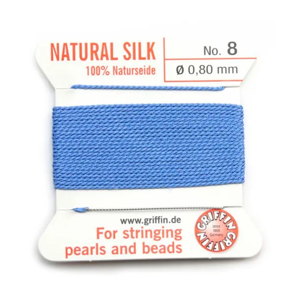 Silk bead cord 0.8mm bleu x 2m