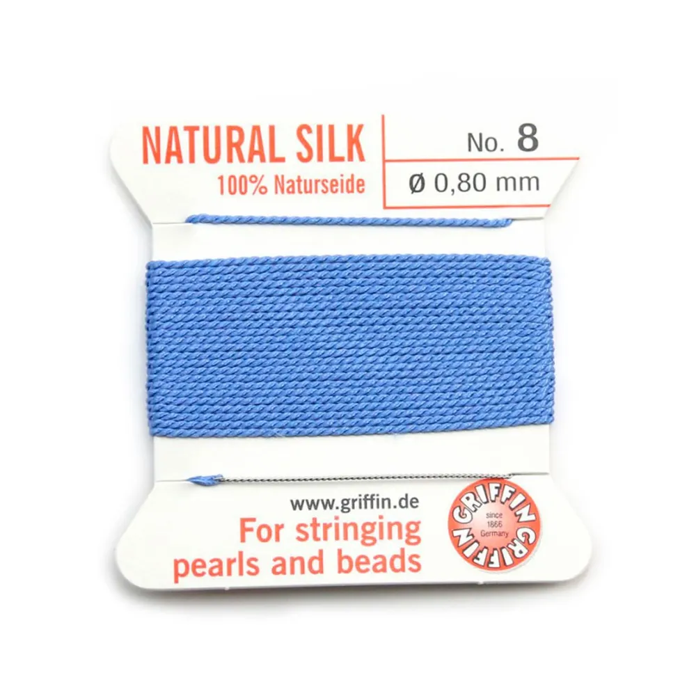 Silk bead cord 0.8mm bleu x 2m