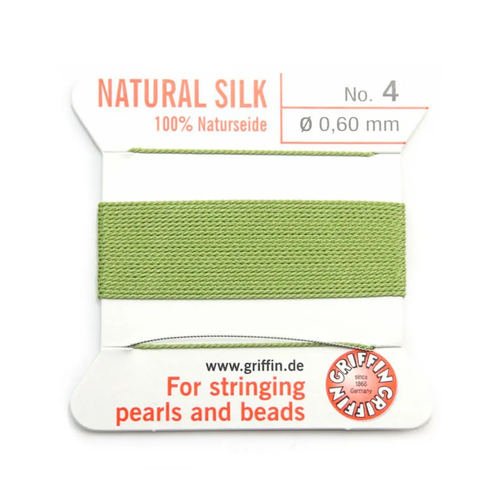 Silk bead cord 0.6mm green jade x 2m