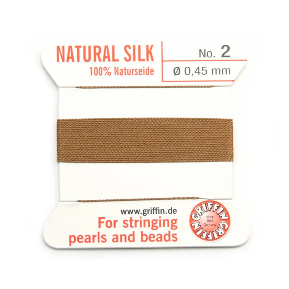Silk bead cord 0.45mm beige x 2m