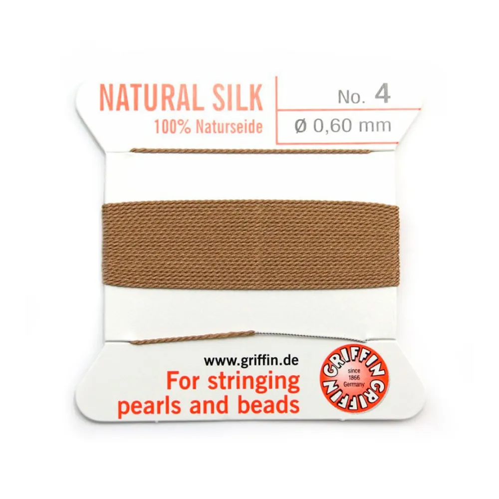 Silk bead cord 0.6mm beige x 2m