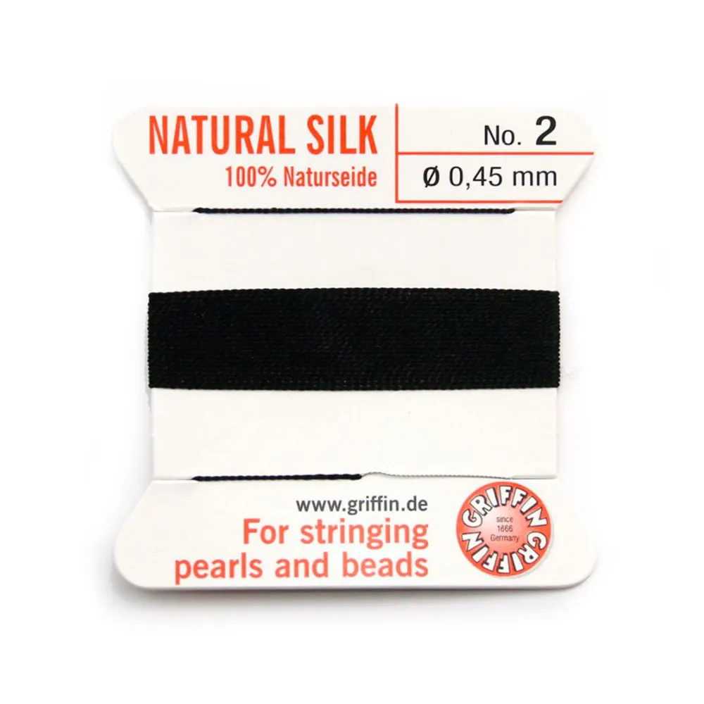 Silk bead cord 0.45mm black x 2m
