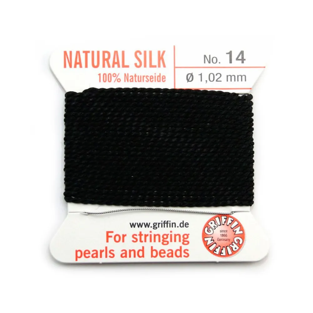 Silk bead cord 1.02mm black x 2m