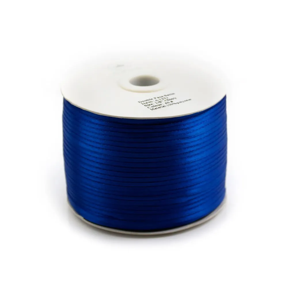 Fil polyester Double face satin 3mm Bleu marine  x 450 m