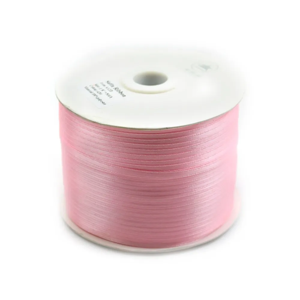 Fil polyester Double face satin rose 3 mm x 450m