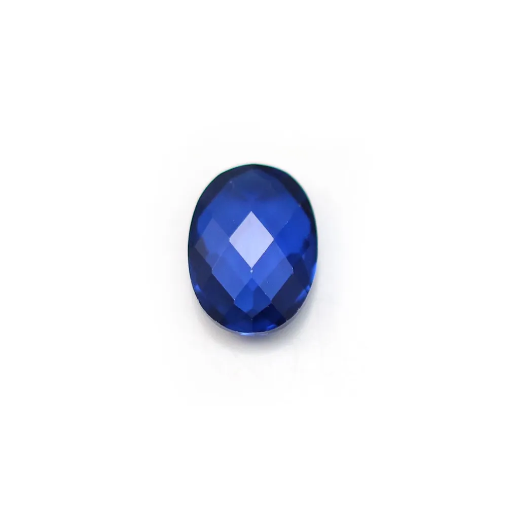 925 sterling silver oval spacer set with a blue cz 9.5x17.5mm x 1pc