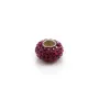Verre coloré facetté rond serti sur métal doré 12.5mm x 1pc