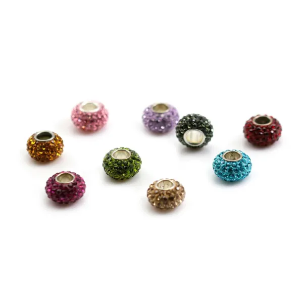 Verre coloré facetté rond serti sur métal doré 12.5mm x 1pc