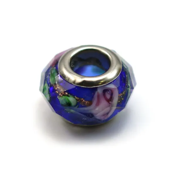 Pandora verre bleu&blanc 13.9mm x1pc