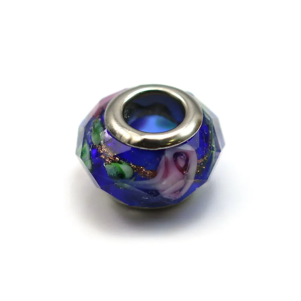 Pandora verre bleu&blanc 13.9mm x1pc