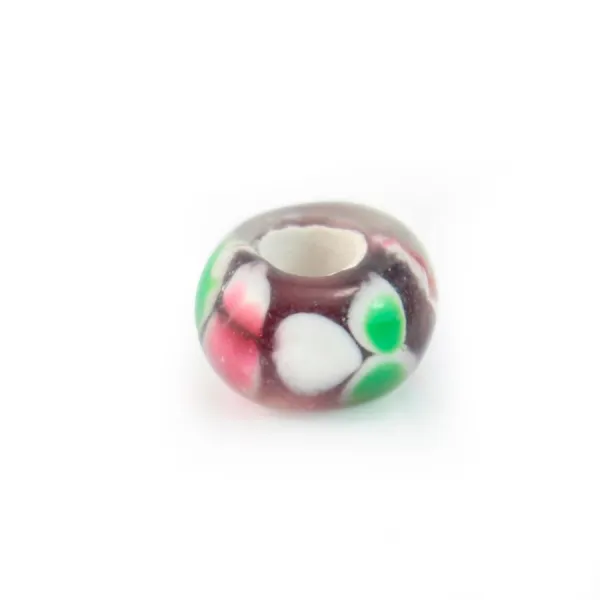 Pandora verre bleu & blanche 14mm x 1pc