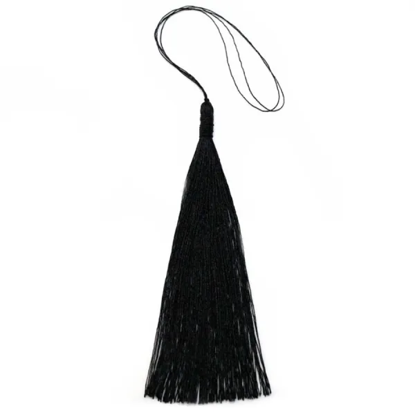 Pompon imitation soie noir 80mm x 1pc