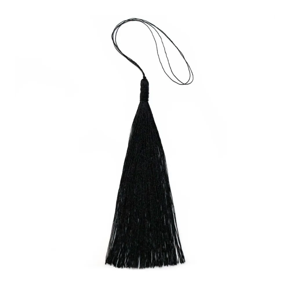 Pompon imitation soie noir 80mm x 1pc