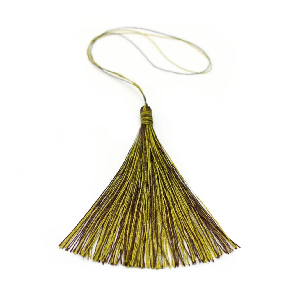 Pompon imitation soie bicolore(marron & doré) 40mm x 1pc