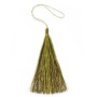 Pompon imitation soie bicolore(marron & doré) 80mm x 1pc