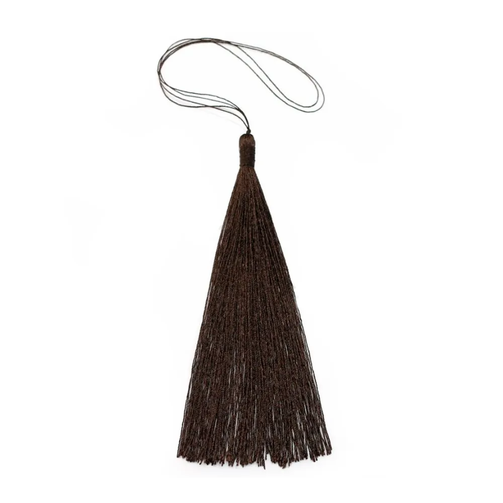 Pompon imitation soie marron 80mm x 1pc