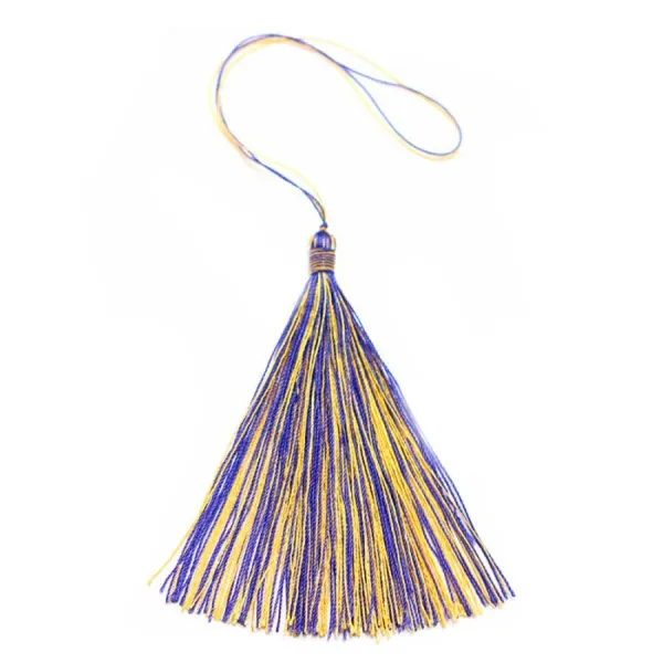Pompon imitation soie bicolore(bleu&jaune) 40mm x 1pc