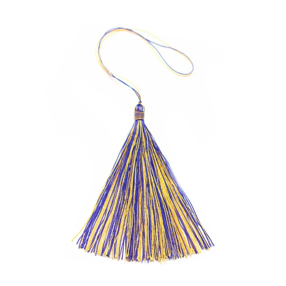 Pompon imitation soie bicolore(bleu&jaune) 40mm x 1pc