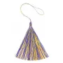 Pompon imitation soie bicolore(bleu&jaune) 40mm x 1pc