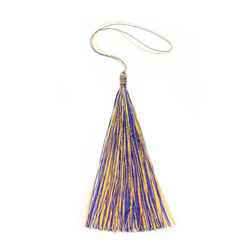 Pompon imitation soie bicolore(bleu&jaune) 120mm x 1pc
