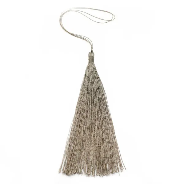 Pompon imitation soie kaki 80mmx 1pc