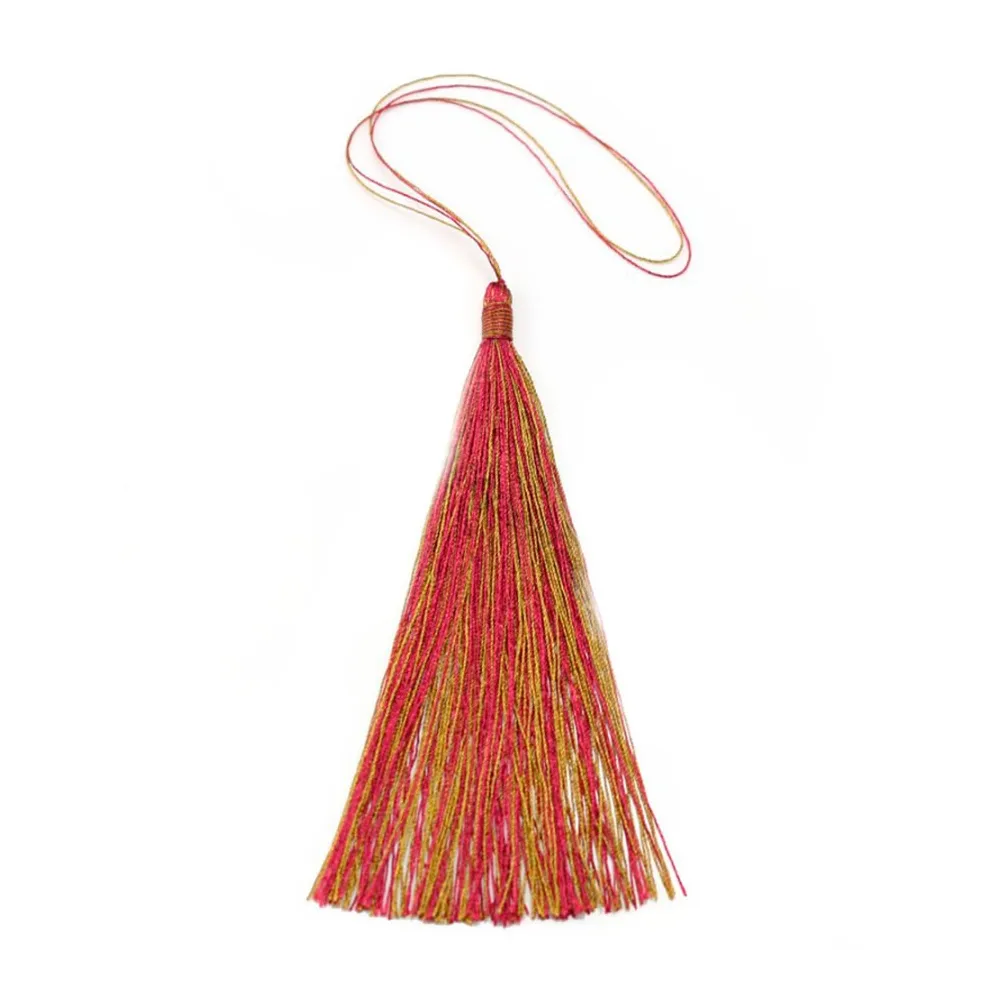 Pompon imitation soie bicolore (bordeaux & doré) 80mm x 1pc