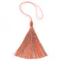 Pompon imitation soie bicolore (kaki & orange) 40mm x 1pc