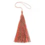 Imitation silk bicolore (khaki & orange) pompon 80mm x 1pc