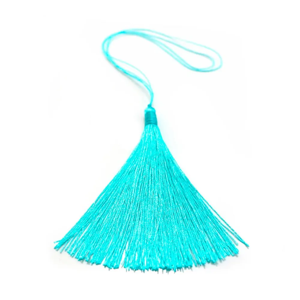 Pompon imitation soie turquoise 40mm x 1pc