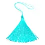 Pompon imitation soie turquoise 40mm x 1pc