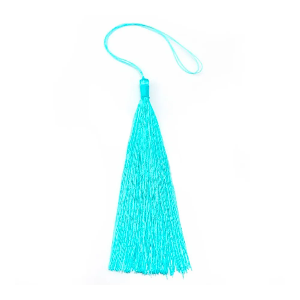 Pompon imitation soie turquoise 80mm x 1pc